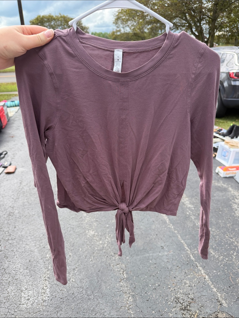 lululemon athletica Long-Sleeve Tie-Front Top in Mauve Plum